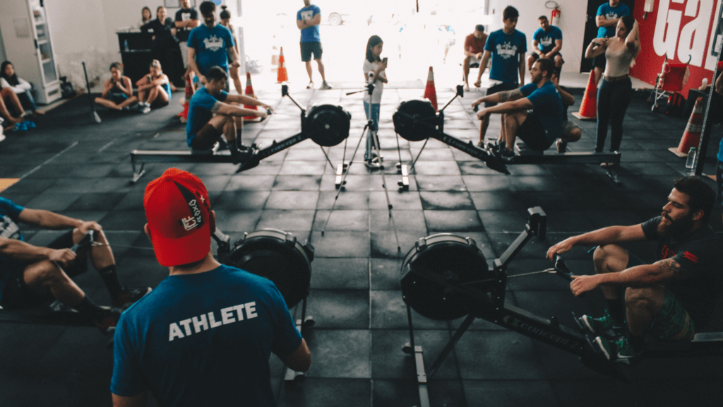 Athletes on Rowing Machines